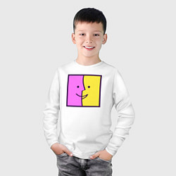 Лонгслив хлопковый детский Позитивный квадрат, цвет: белый — фото 2