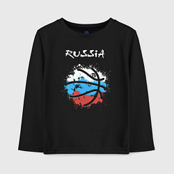 Лонгслив хлопковый детский Russia basketball, цвет: черный