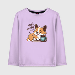Лонгслив хлопковый детский Корги морнинг, цвет: лаванда