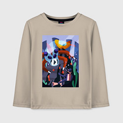 Лонгслив хлопковый детский Subnautica морские чудовища, цвет: миндальный