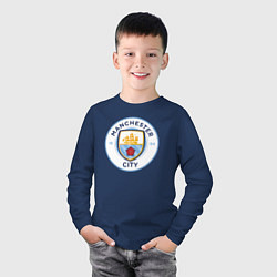 Лонгслив хлопковый детский Manchester City FC, цвет: тёмно-синий — фото 2