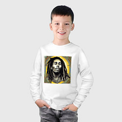 Лонгслив хлопковый детский Прекрасный Граффити Портрет Боб Марли, цвет: белый — фото 2