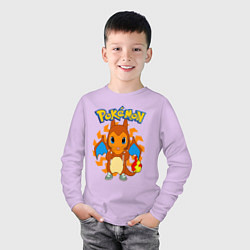Лонгслив хлопковый детский Покемон Чармандер, цвет: лаванда — фото 2