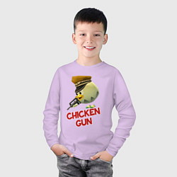 Лонгслив хлопковый детский Chicken Gun logo, цвет: лаванда — фото 2