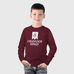 Лонгслив хлопковый детский Crusader Kings логотип, цвет: меланж-бордовый — фото 2