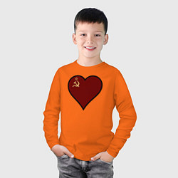 Лонгслив хлопковый детский Сердце СССР, цвет: оранжевый — фото 2