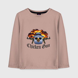 Лонгслив хлопковый детский Chicken gun game, цвет: пыльно-розовый