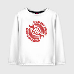 Лонгслив хлопковый детский Рабочие права, цвет: белый