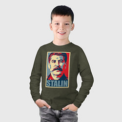 Лонгслив хлопковый детский Stalin USSR, цвет: меланж-хаки — фото 2