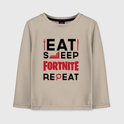 Детский лонгслив Надпись: eat sleep Fortnite repeat