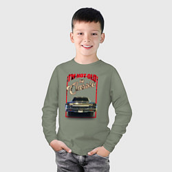 Лонгслив хлопковый детский Классика автомобиль Chevrolet Impala, цвет: авокадо — фото 2