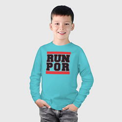 Лонгслив хлопковый детский Run Portland Trail Blazers, цвет: бирюзовый — фото 2