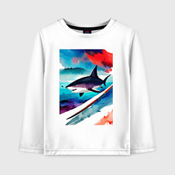Лонгслив хлопковый детский Shark - watercolor - art, цвет: белый