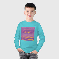 Лонгслив хлопковый детский Сиреневое море, цвет: бирюзовый — фото 2