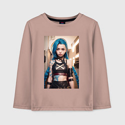 Лонгслив хлопковый детский Jinx model arcane league of legends, цвет: пыльно-розовый