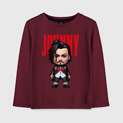 Лонгслив хлопковый детский Johnny Depp - cool dude - pop art, цвет: меланж-бордовый
