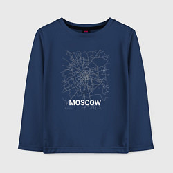 Лонгслив хлопковый детский Moscow map, цвет: тёмно-синий
