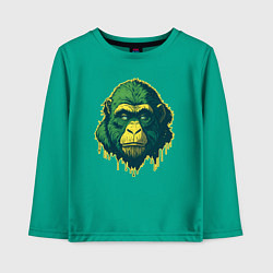 Лонгслив хлопковый детский Обезьяна голова гориллы, цвет: зеленый