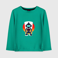 Лонгслив хлопковый детский Ретро робот-андроид, цвет: зеленый
