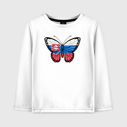 Лонгслив хлопковый детский Словакия бабочка, цвет: белый