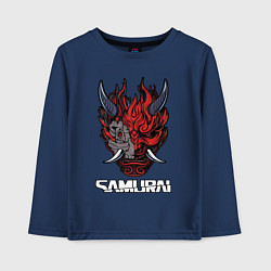 Лонгслив хлопковый детский Samurai logo, цвет: тёмно-синий