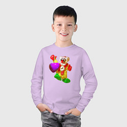 Лонгслив хлопковый детский Клоун и сердце, цвет: лаванда — фото 2