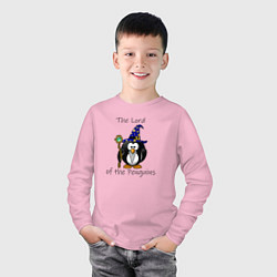 Лонгслив хлопковый детский Властелин пингвинов, цвет: светло-розовый — фото 2