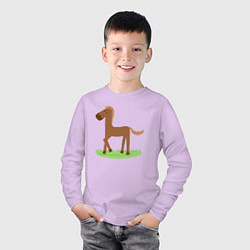 Лонгслив хлопковый детский Забавная коняшка, цвет: лаванда — фото 2
