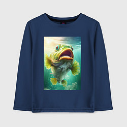 Лонгслив хлопковый детский Большой карп, цвет: тёмно-синий