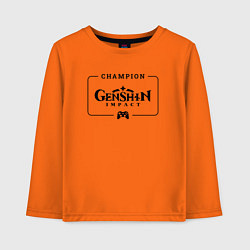 Лонгслив хлопковый детский Genshin Impact gaming champion: рамка с лого и джо, цвет: оранжевый