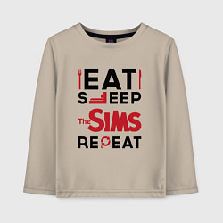 Детский лонгслив Надпись: eat sleep The Sims repeat