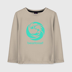 Лонгслив хлопковый детский Beastcoast logo, цвет: миндальный