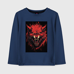 Лонгслив хлопковый детский Красный волк, цвет: тёмно-синий