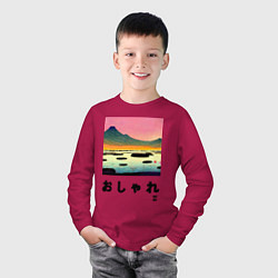 Лонгслив хлопковый детский MoMo - Горное озеро в японском стиле, цвет: маджента — фото 2