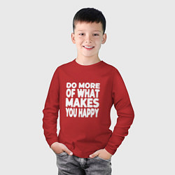 Лонгслив хлопковый детский Надпись Do more of what makes you happy, цвет: красный — фото 2