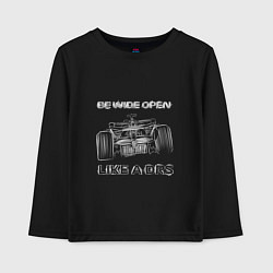 Лонгслив хлопковый детский Be wide open white, цвет: черный