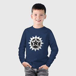 Лонгслив хлопковый детский Звезда солнце, цвет: тёмно-синий — фото 2