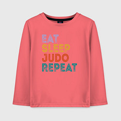 Лонгслив хлопковый детский Еда сон дзюдо, цвет: коралловый
