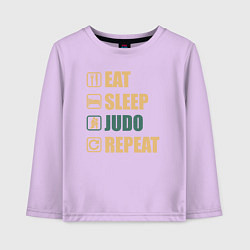 Лонгслив хлопковый детский Eat sleep judo, цвет: лаванда