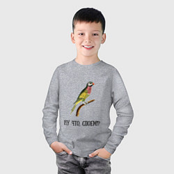 Лонгслив хлопковый детский Попугай на ветке, цвет: меланж — фото 2
