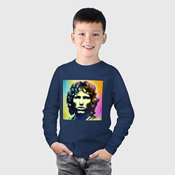Лонгслив хлопковый детский Цифровой Арт Джим Моррисон, цвет: тёмно-синий — фото 2