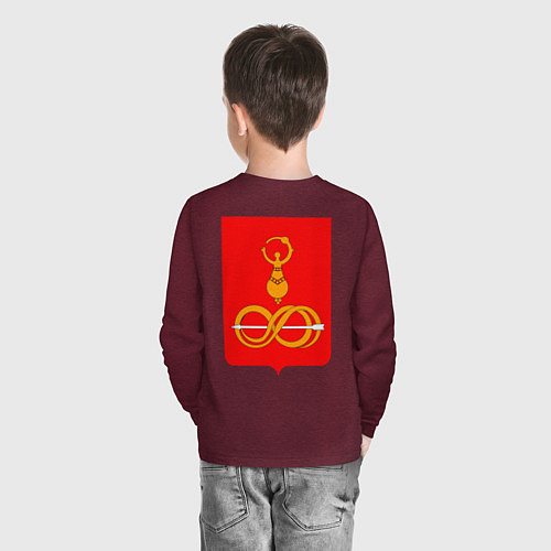 Детский лонгслив Дебесский район / Меланж-бордовый – фото 4