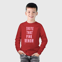 Лонгслив хлопковый детский Tasty that pink venom - blackpink, цвет: красный — фото 2