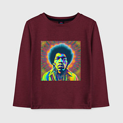 Лонгслив хлопковый детский Jimi Hendrix Magic Glitch Art, цвет: меланж-бордовый