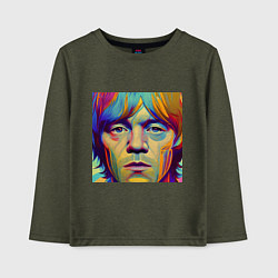 Лонгслив хлопковый детский Brian Jones Digital Portret, цвет: меланж-хаки