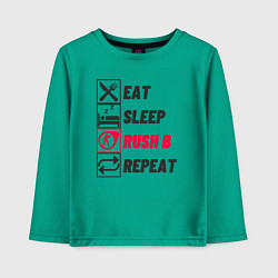 Лонгслив хлопковый детский Eat sleep rush b repeat, цвет: зеленый