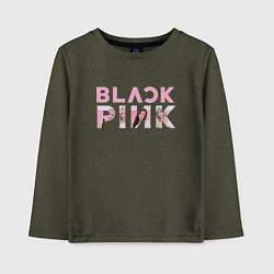 Лонгслив хлопковый детский Blackpink logo Jisoo Lisa Jennie Rose, цвет: меланж-хаки