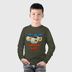Лонгслив хлопковый детский Chicken Gun команда синие, цвет: меланж-хаки — фото 2