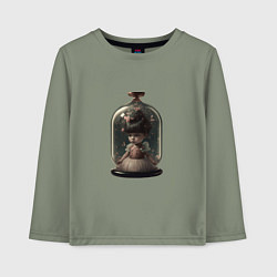 Лонгслив хлопковый детский Девочка в цветах в сосуде, цвет: авокадо