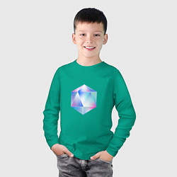 Лонгслив хлопковый детский Glass hexagon, цвет: зеленый — фото 2
